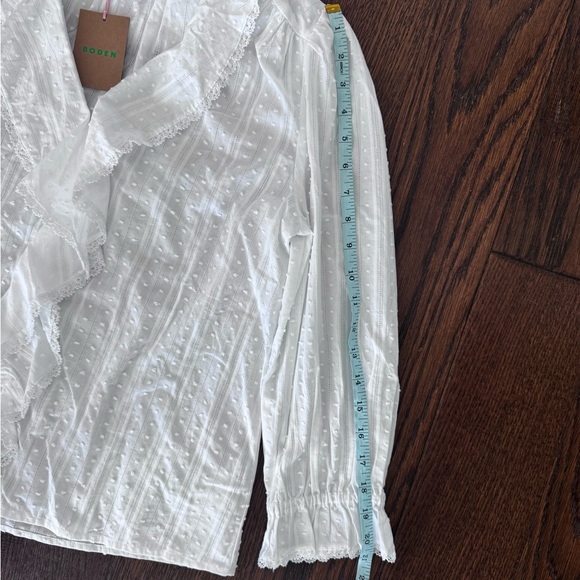 Boden White Swiss Dot Lace Ruffle Blouse Size S NWT Romantic Cottagecore Top - Picture 4 of 4